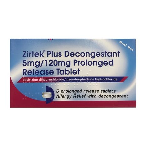 Zirtek Plus Decongestant Tabs 6 pack
